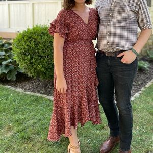 Max Studio Size Large Brown Floral Wrap Dress